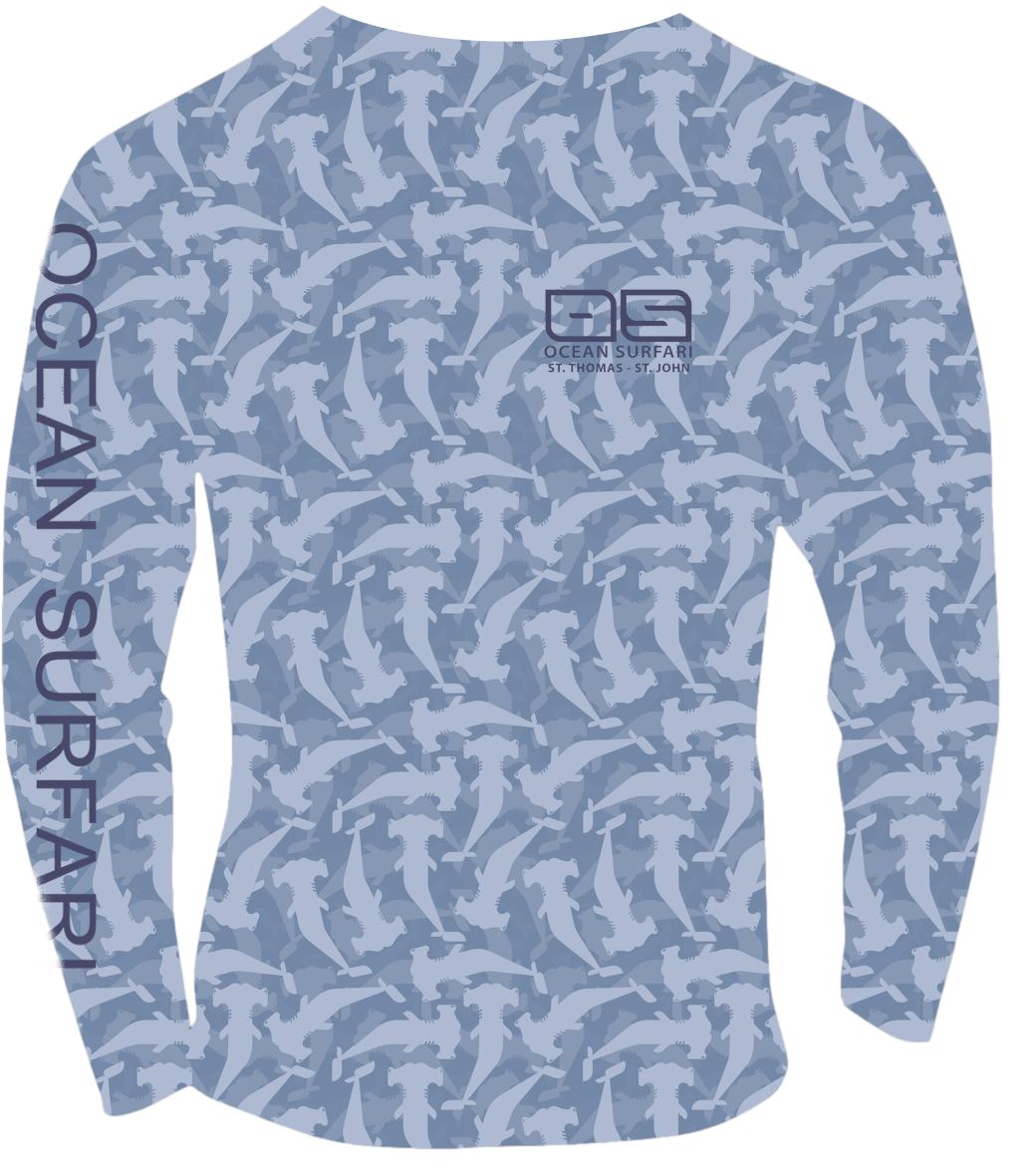 OS USVI SPF 50+ Perf Men's Hoodie Hammerhead Blue