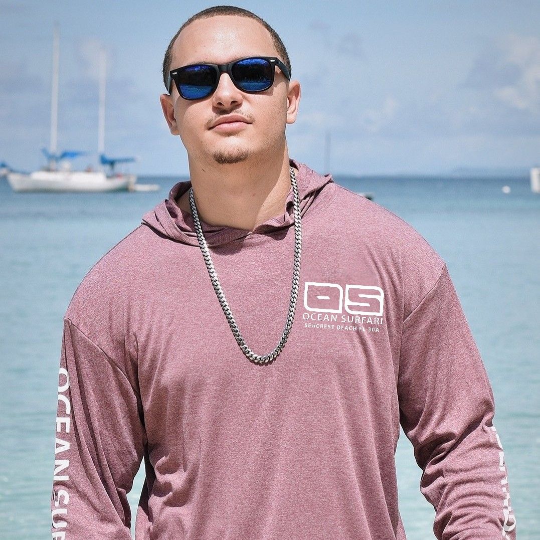 OS SEACREST SPF 50+ Perf Men&#39;s Hoodie HTR Maroon