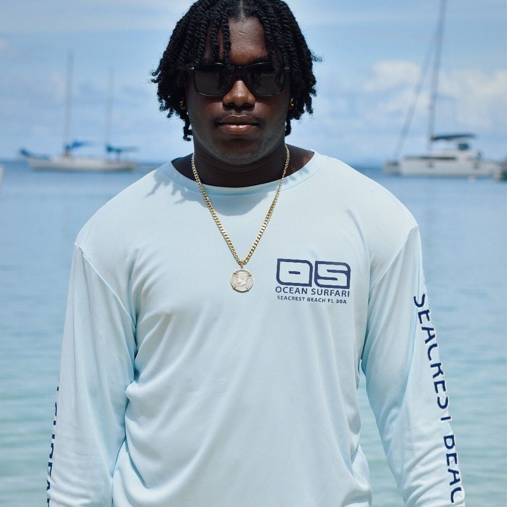 OS SEACREST SPF 50+ Perf Men&#39;s LS Ice Blue