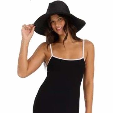 Rib Knit Maxi Dress Black w/White