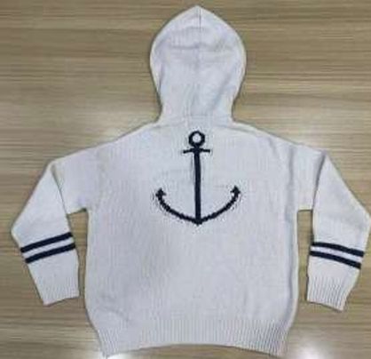 Anchor Knit Hoodie Coconut w/Navy