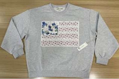 Crew Sweater w/ American Flag Applique