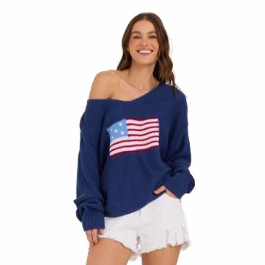 American Flag Graphic Sweater Navy