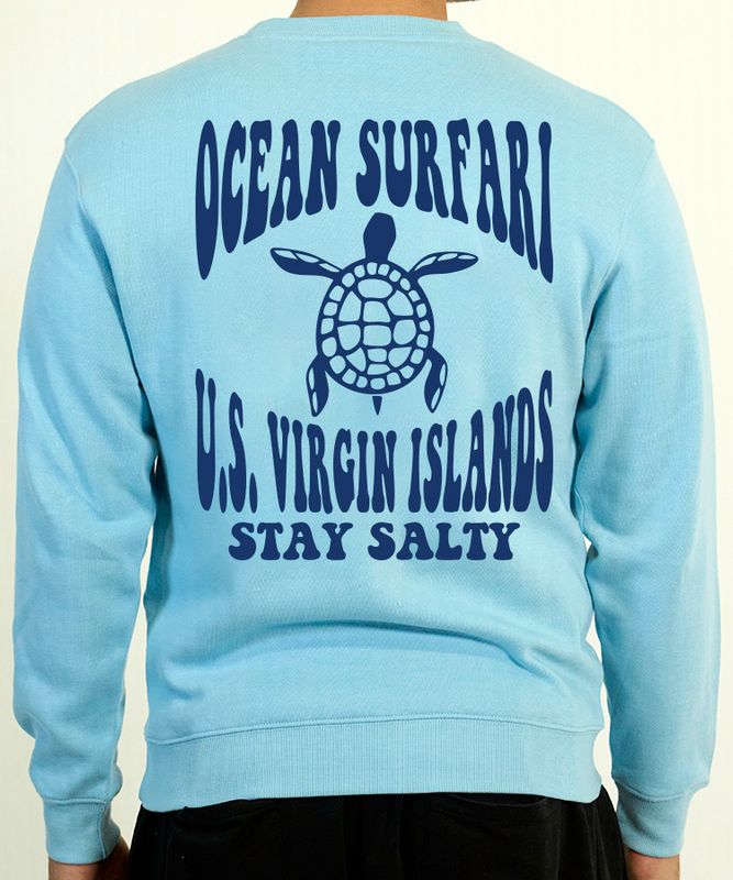 O/S USVI Knitted Terry Crewneck Fleece - Powder Blue