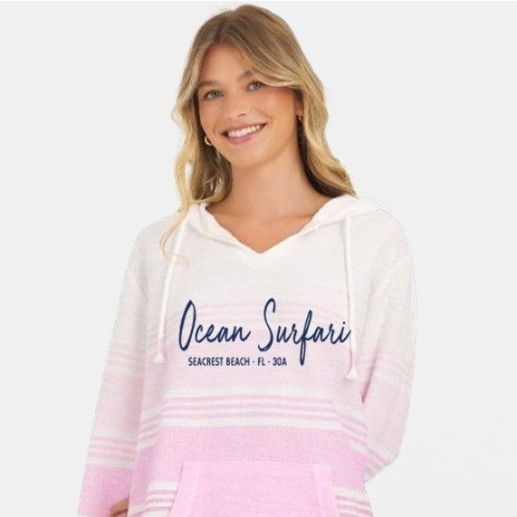 Ladies SCB Printed Ombre Baja Hoodie Palm Pink