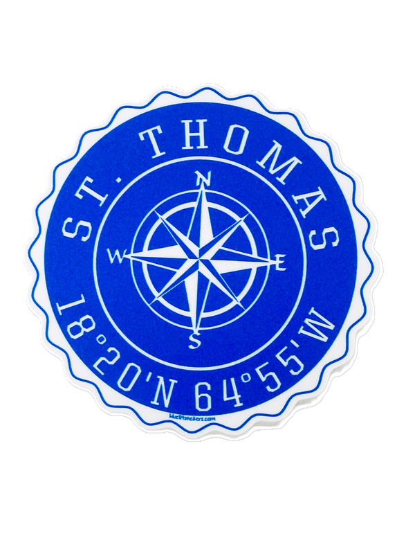Blue Compass Rose w/Coordinates - St Thomas