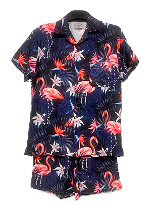 Coral/Black Flamingo Shorts