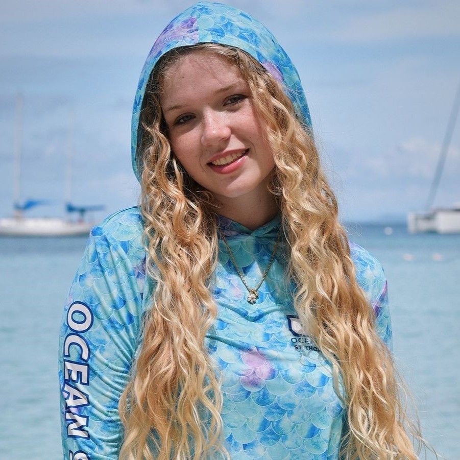 OS USVI SPF 50+ Performance Lad Hoodie Mermaid Scales