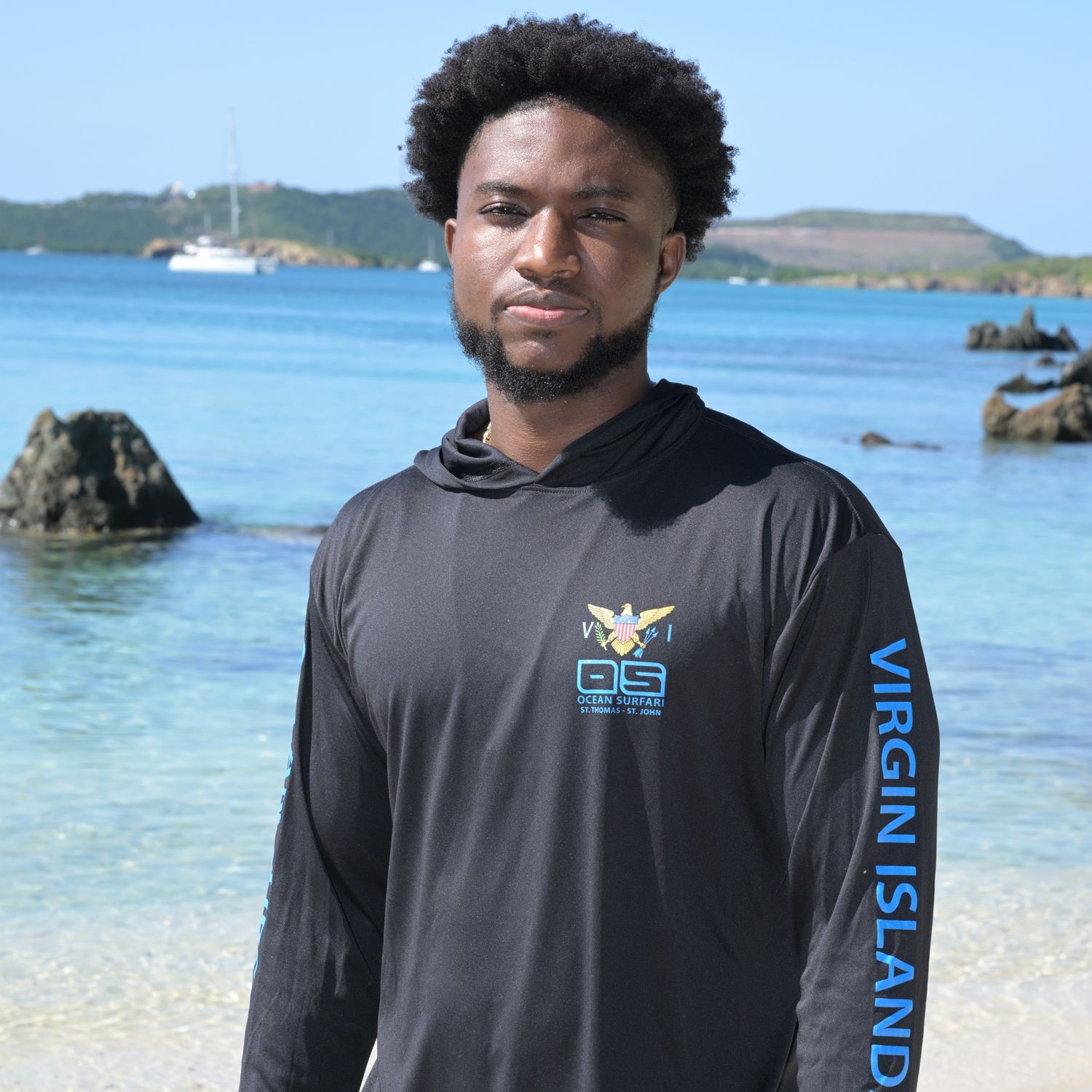 OS SPF 50+ Performance Men's Hoodie VI Flag Black