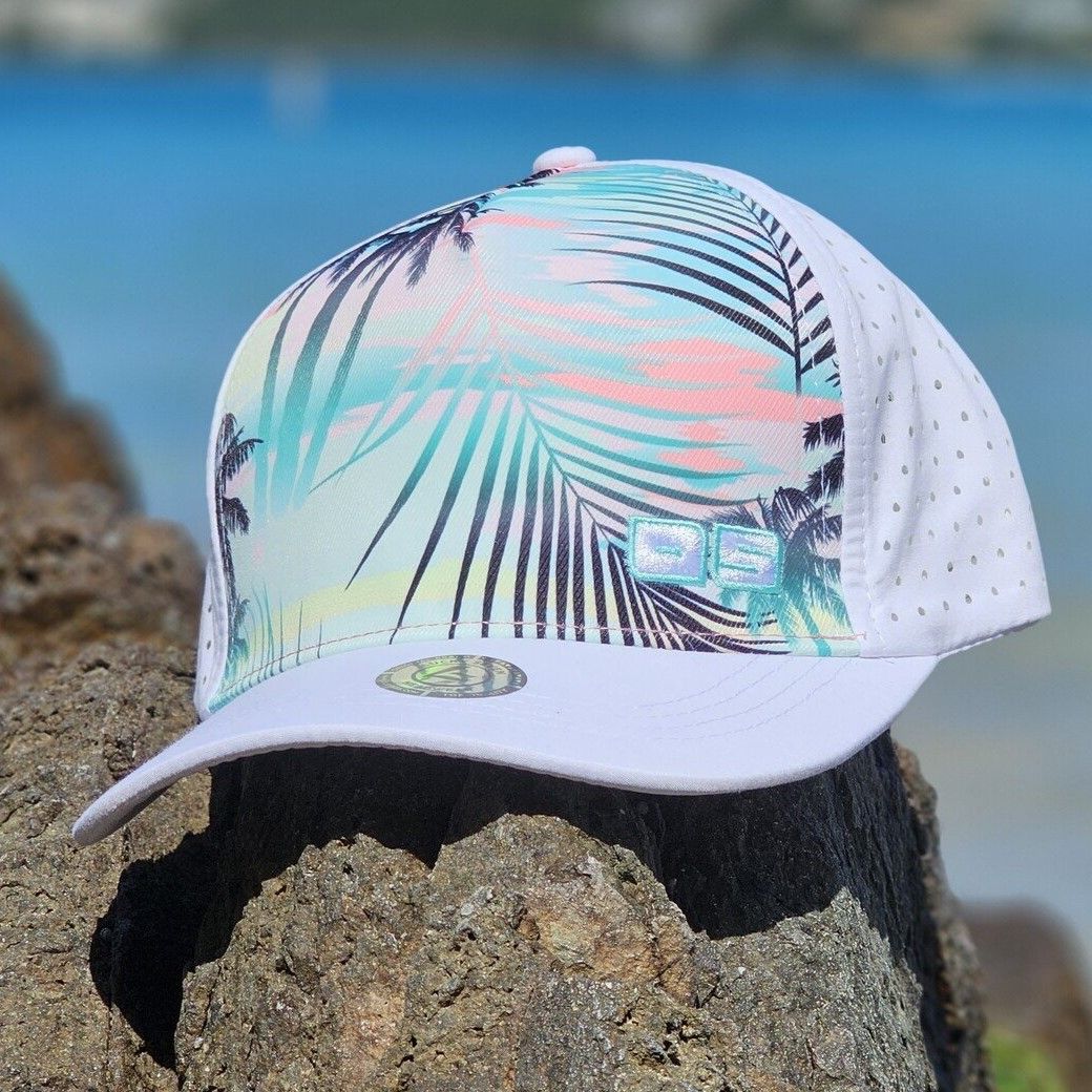 OS USVI Trucker Hat, Color: Black Palms