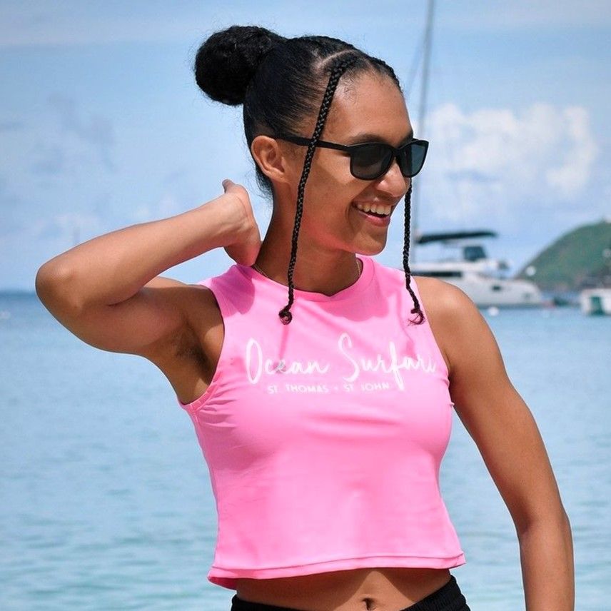 Lad USVI Crop Performance Tee Pink