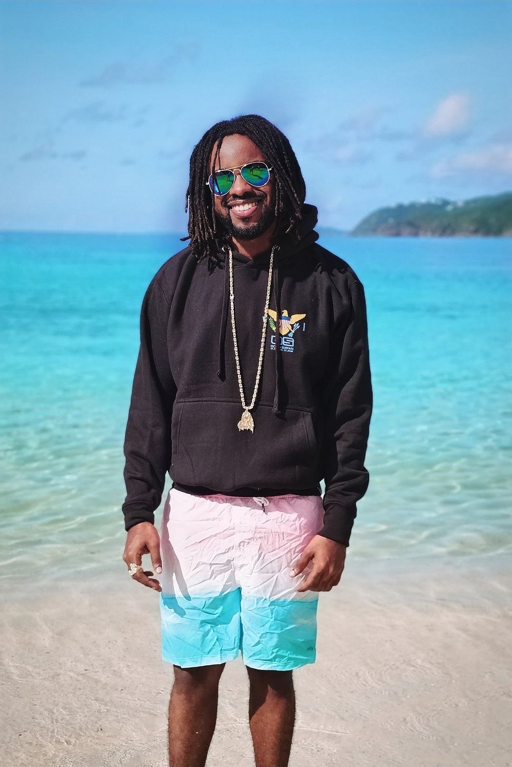 Men's VI Flag  P/O Hoodie Unisex Black