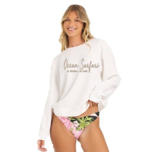 Ladies USVI Cloud Fleece Crewneck Bright Ivory