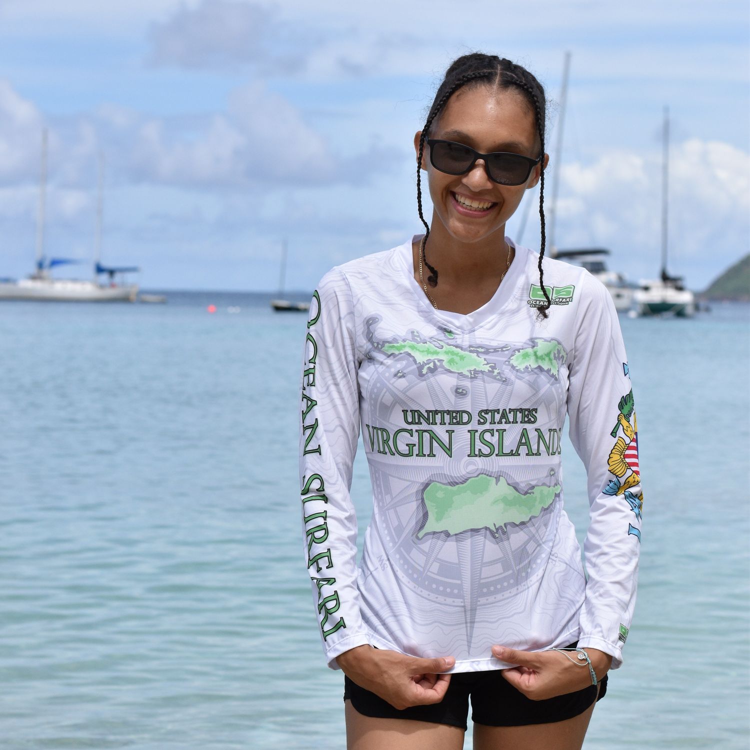 OS USVI SPF 50+ Performance Lad LS VI Islands White