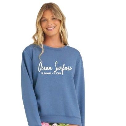 Ladies USVI Cloud Fleece Crewneck Blue Jean
