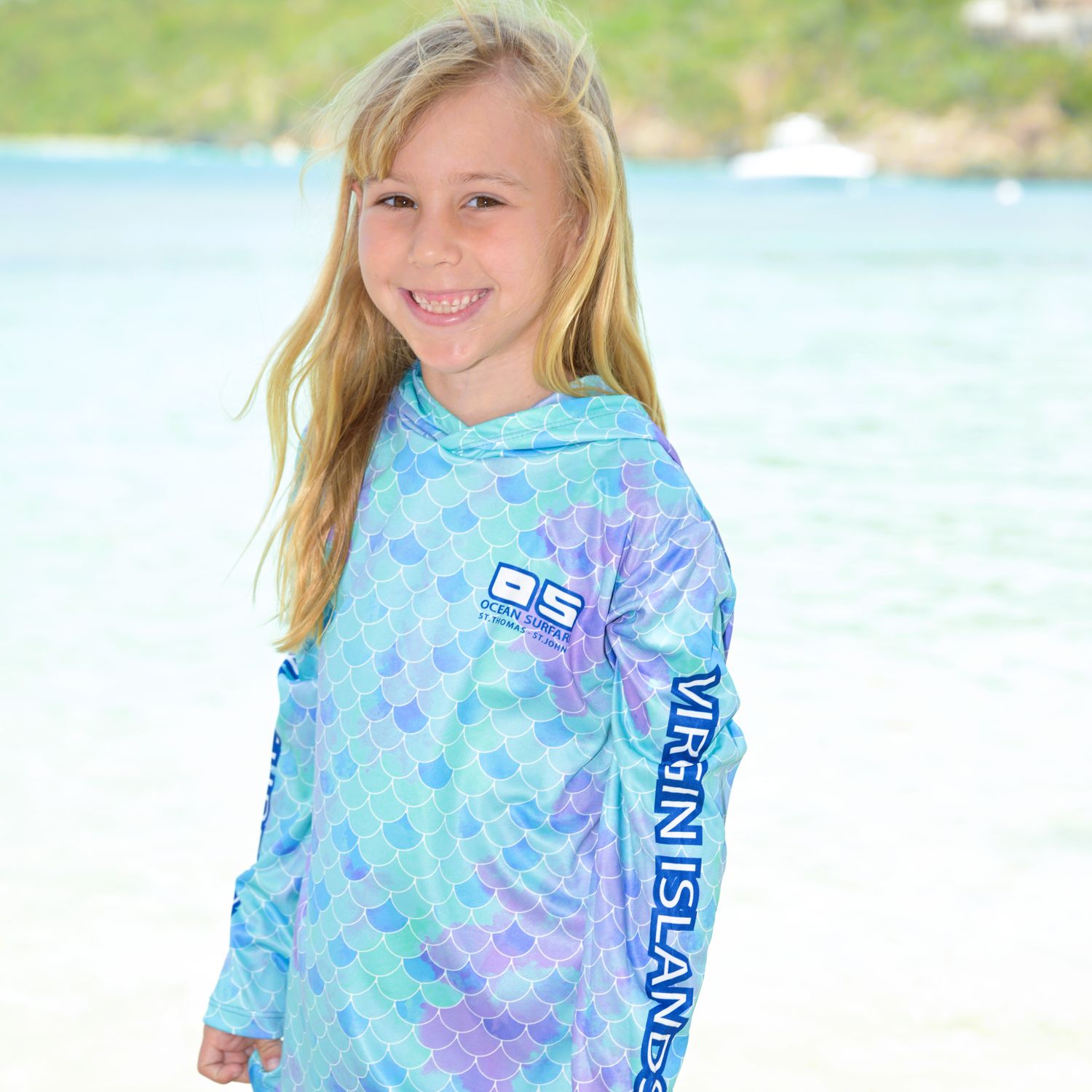 OS USVI SPF 50+ Perf Youth Hoodie Mermaid SB