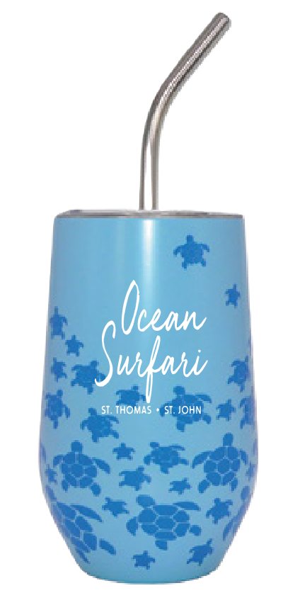 O/S USVI 16oz Wine Tumbler Turtle, Color: Blue