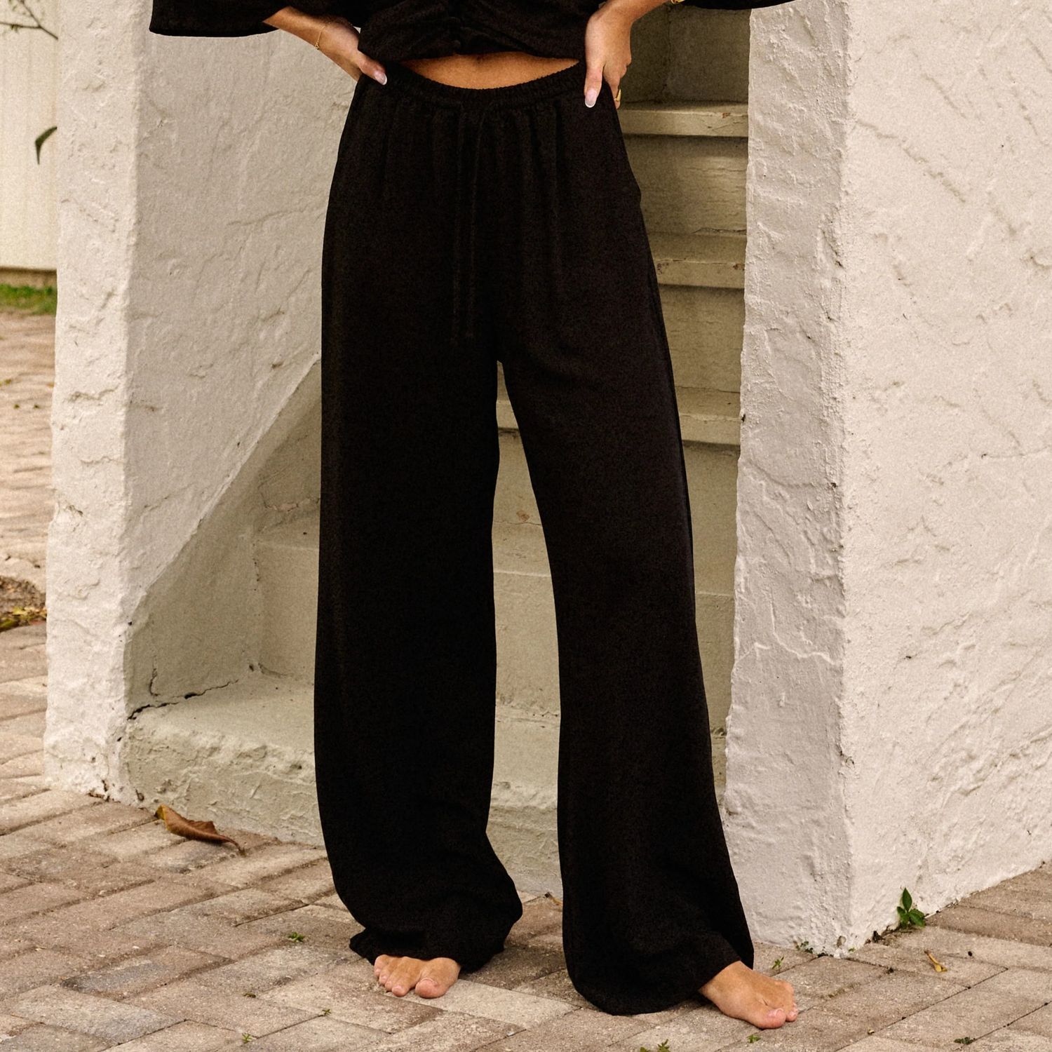 Womens Drawstring Pants - Black