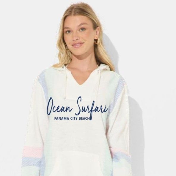 Ladies PCB Texture Baja Hoodie Sorbet Stripe