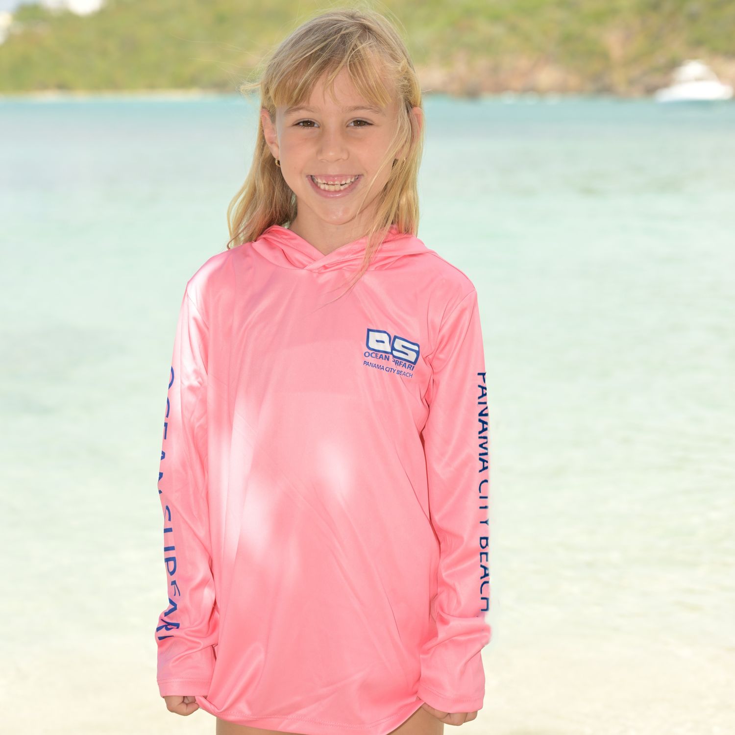 OS PCB SPF 50+ Perf Youth Hoodie Light Pink SB