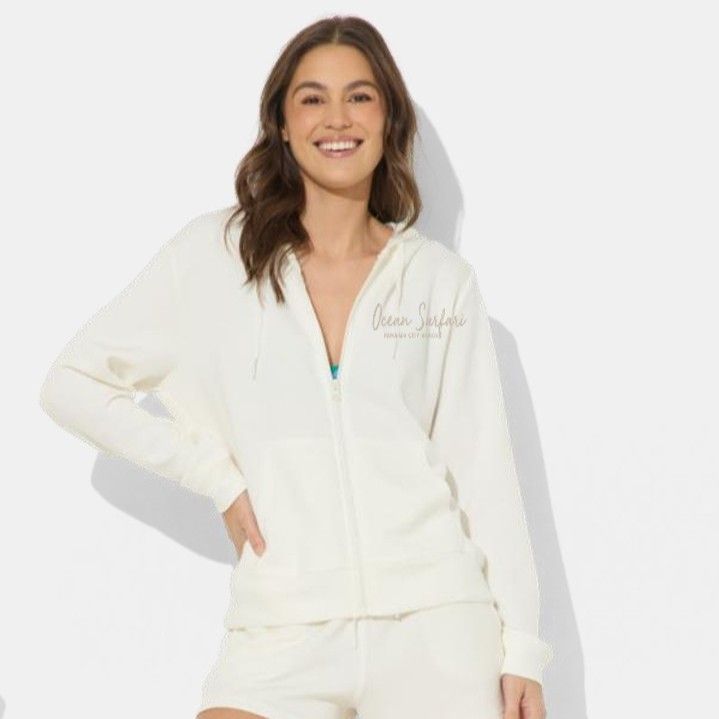 Ladies PCB Cloud Fleece FZ Bright Ivory