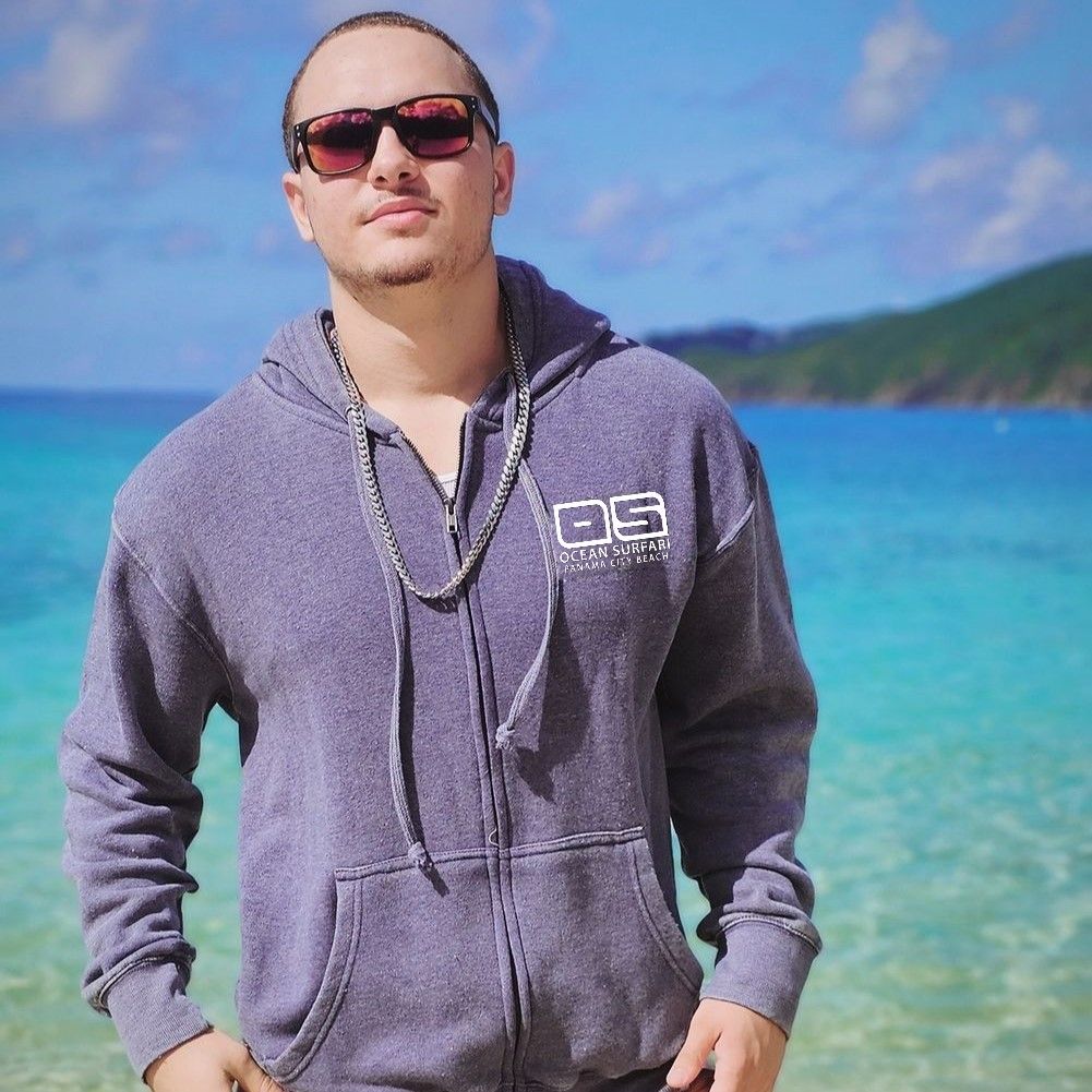 Men's PCB F/Z Burnout Hoodie Deep Blue