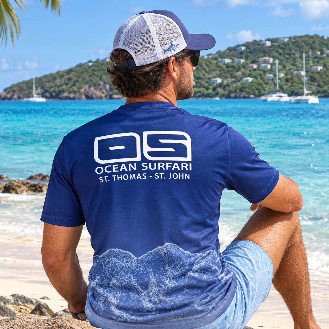 OS USVI SPF 50+ Perf Men's SS Ocean Navy SB