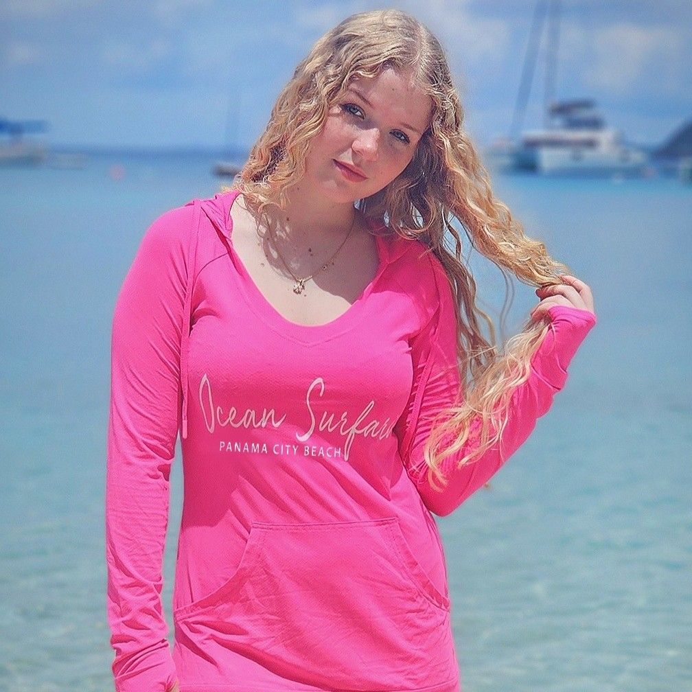 OS PCB Women's Mesh Hoodie Dress - Fuchsia