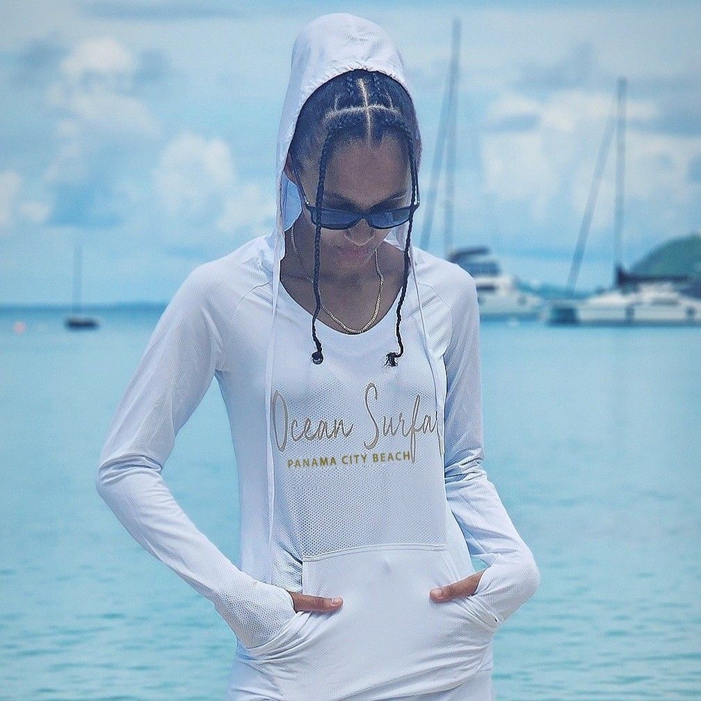 OS PCB Women's Mesh Hoodie Dress - White