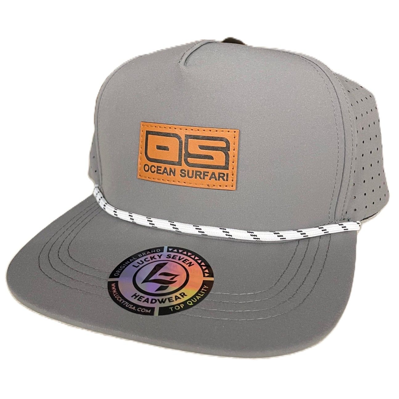 OS Perforated Flat Bill Cap w/Patch, Color: Grey