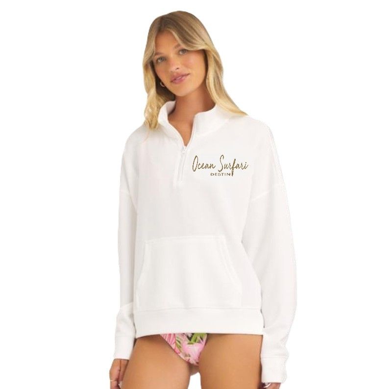 Ladies Destin Cloud Fleece 1/4 Zip Bright Ivory