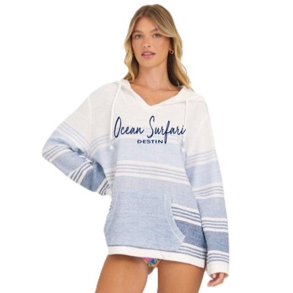 Ladies Destin Printed Ombre Baja Hoodie Bay Blue