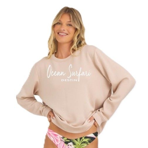 Ladies Destin Cloud Fleece Crewneck Nude