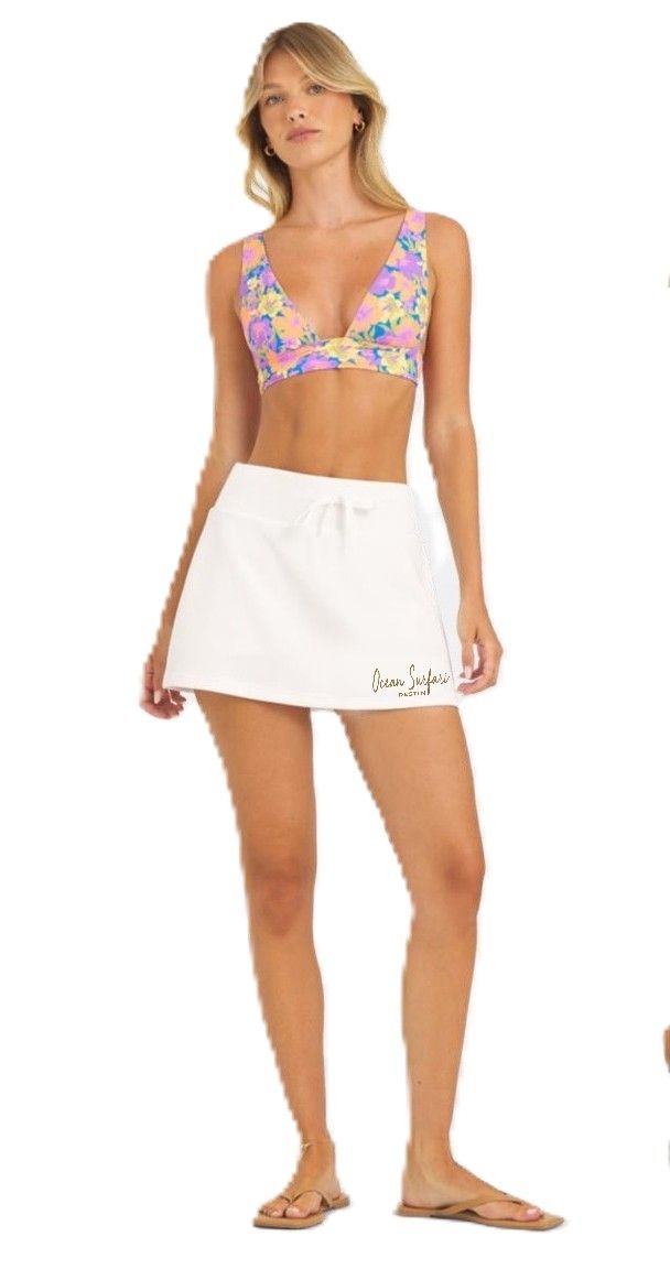 Ladies Destin Cloud Fleece Skort - Bright Ivory