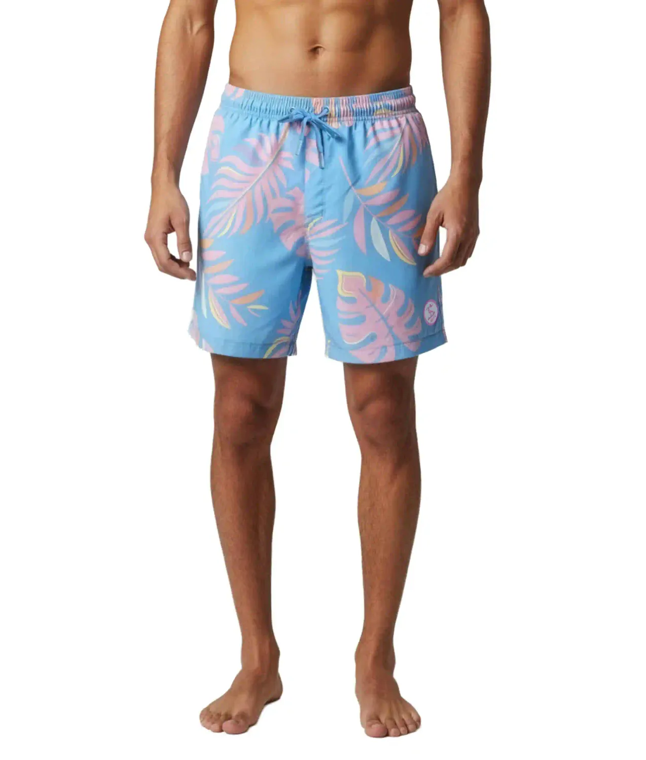 Uzzi Stretch Swim Short - Pastel Leaves - Blue