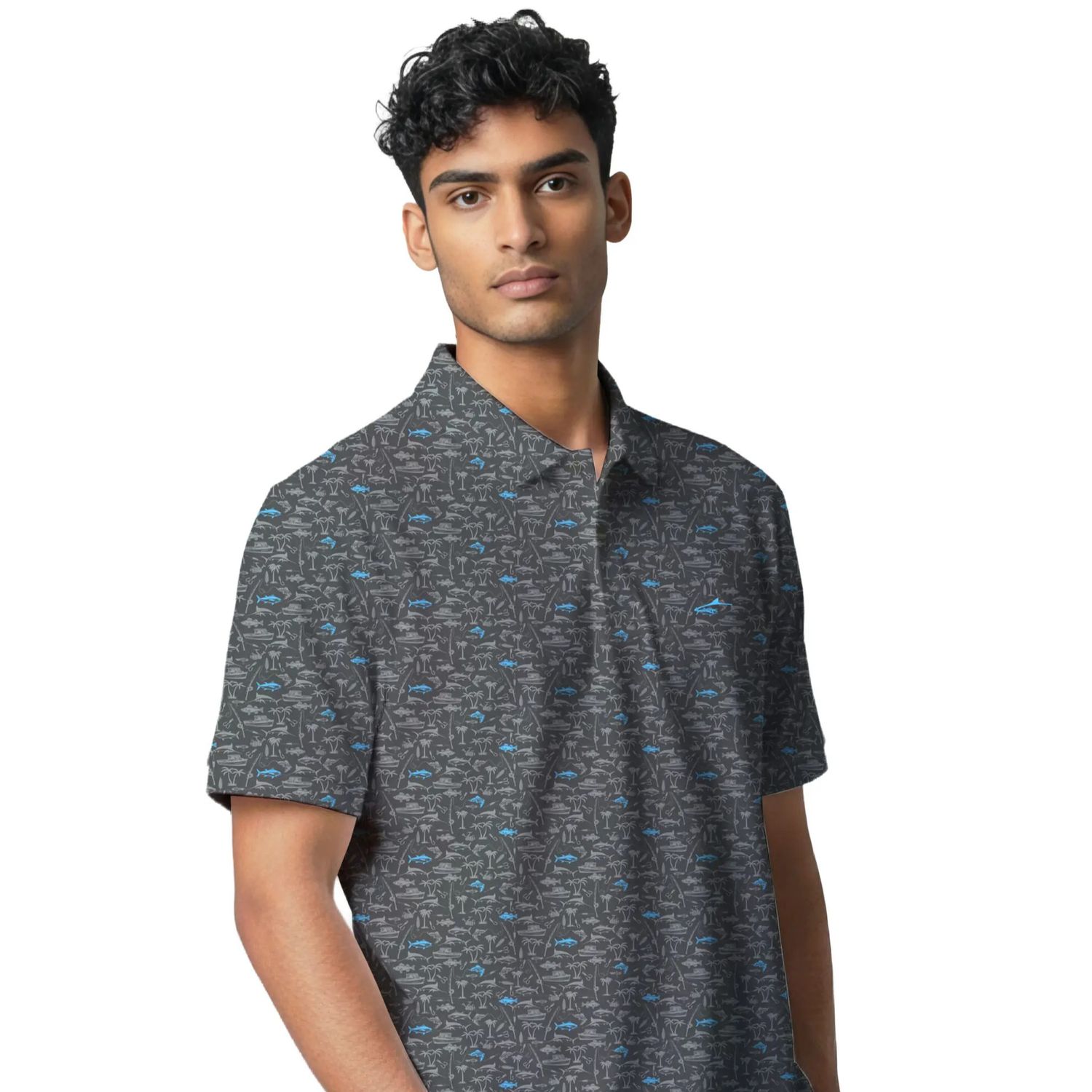 Uzzi Dri-Fit Polo Fish - Gray