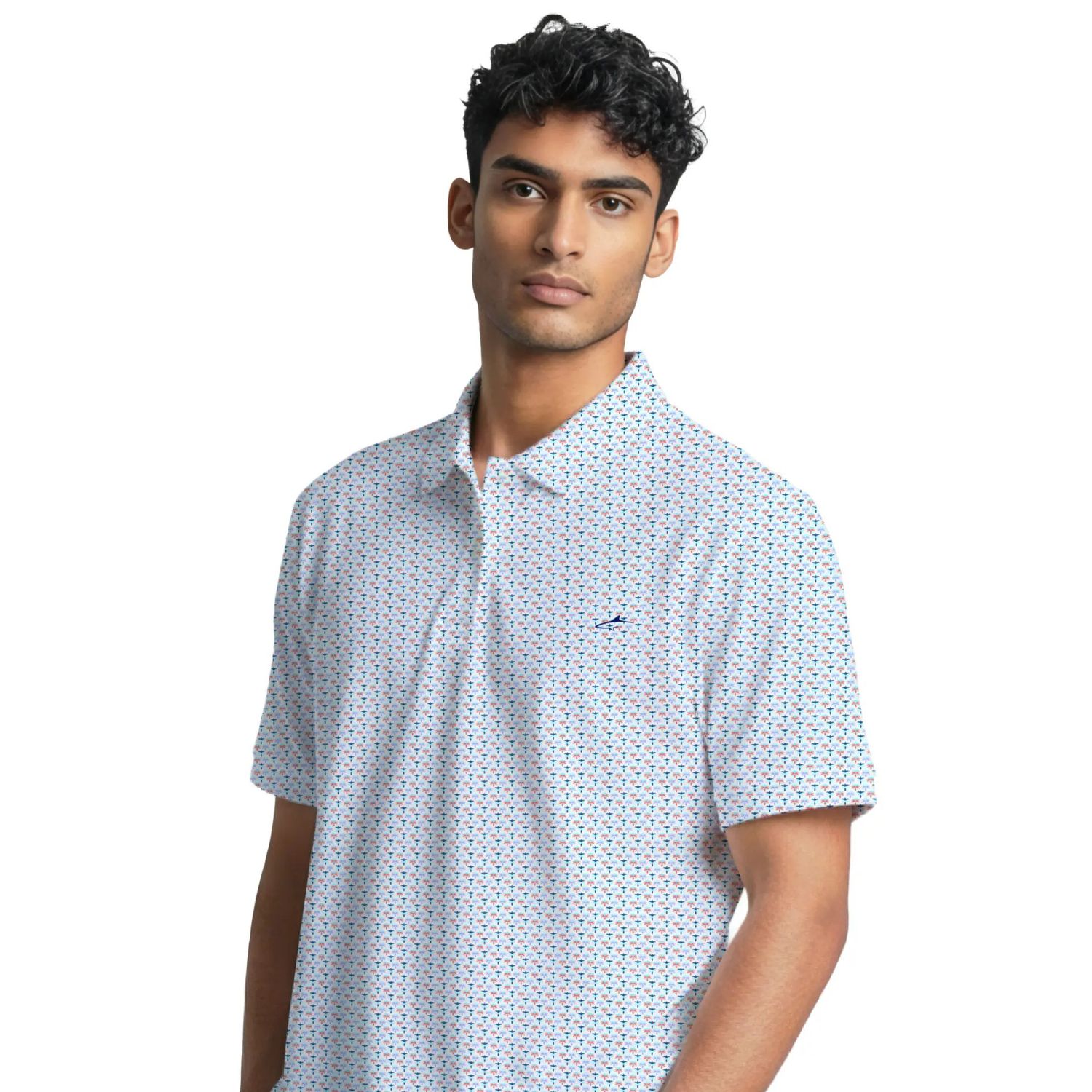 Uzzi Dri-Fit Polo Palm Trees - White