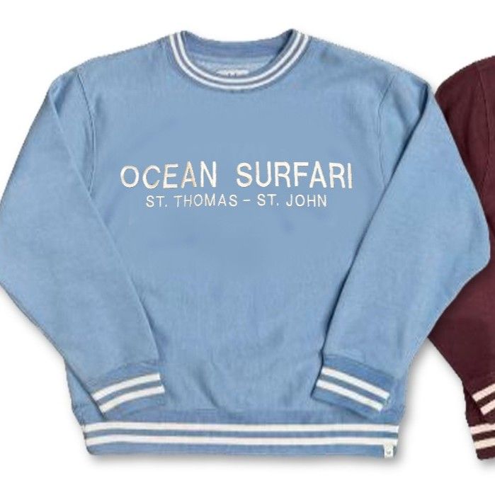 Men's USVI College Stripe Crewneck - Carolina Blue