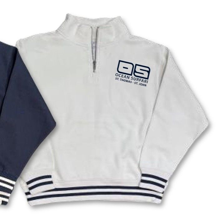 Men's USVI College Stripe 1/4 Zip - White