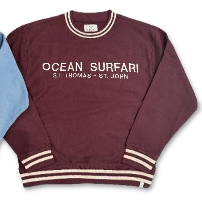 Men's USVI College Stripe Crewneck - Burgundy