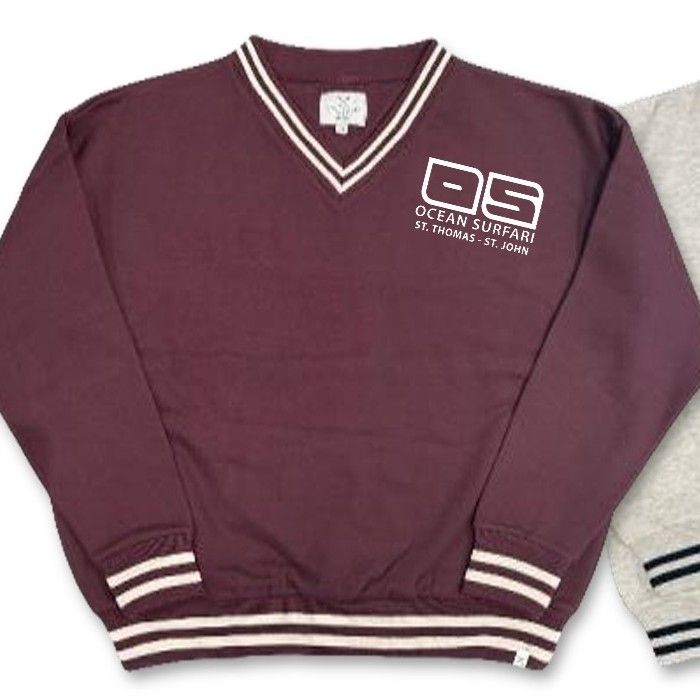 Men's USVI College Stripe V-Neck - Burgundy