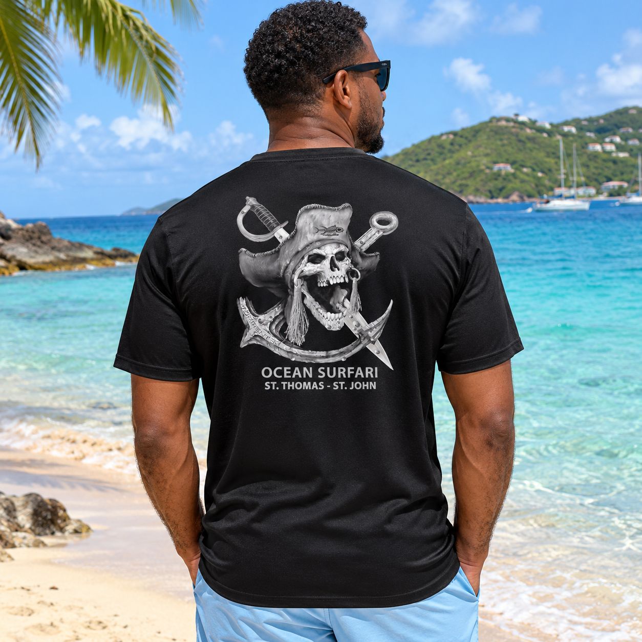 OS USVI SPF 50+ Perf Men's SS Barnacle Bill BLK