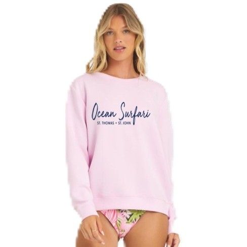Ladies USVI Cloud Fleece Crewneck Paradise Pink