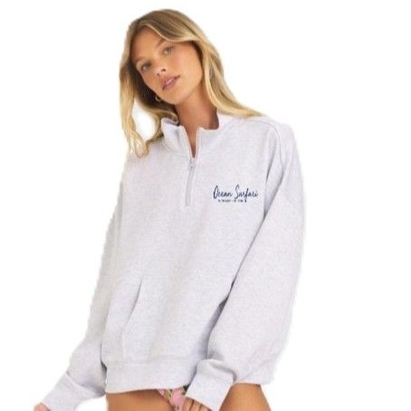 Ladies USVI Cloud Fleece 1/4 Zip Spring Grey