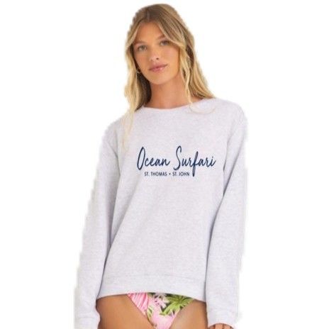 Ladies USVI Cloud Fleece Crewneck Spring Grey