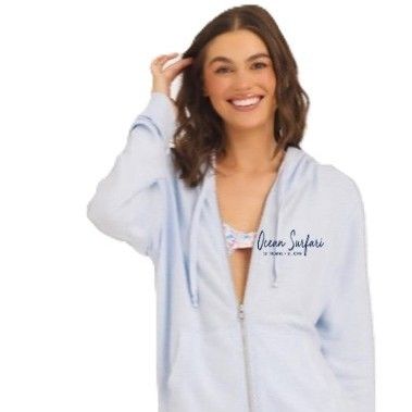 Ladies USVI Brushed Hacci Zip Hoodie Bayside Blue