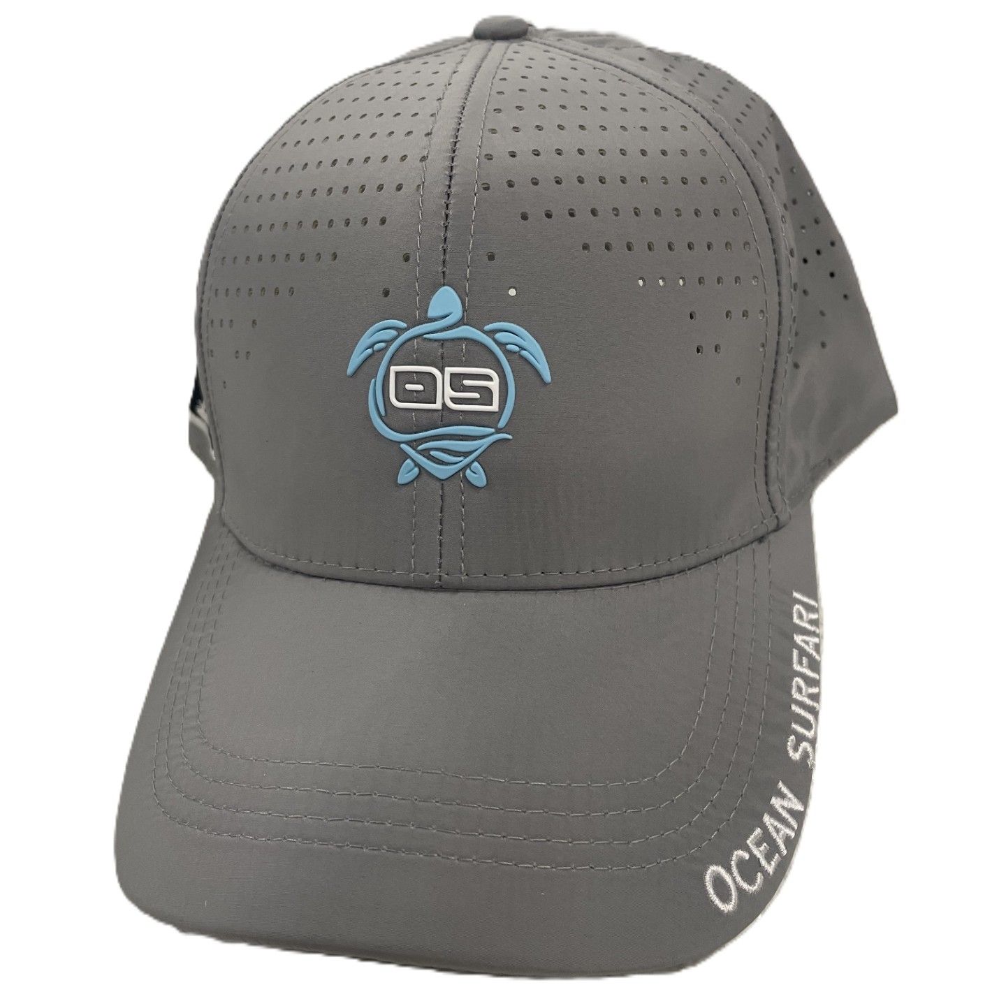 OS USVI Laser Cut Mesh Cap w/Rubber Logo, Color: Grey