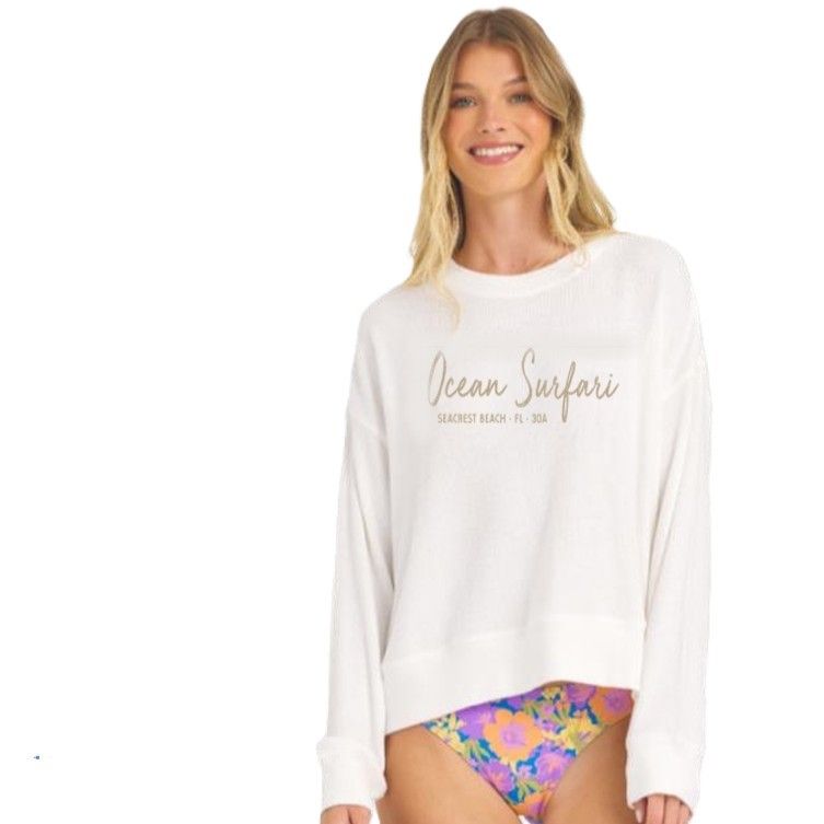 Ladies SCB Ribbed Hacci Crewneck Warm White