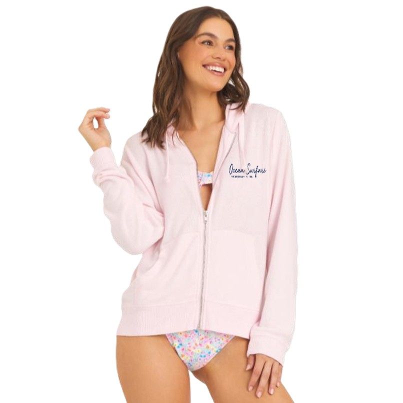 Ladies SCB Brushed Hacci Zip Hoodie Pink
