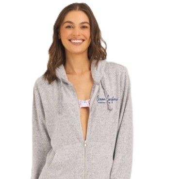 Ladies SCB Brushed Hacci Zip Hoodie HTR Grey